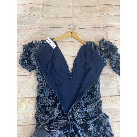 NWT Fab'Rik Women's Blue Floral Long Sleeve Classic Dress - Medium - Picture 15 of 15